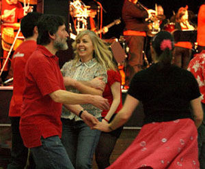 Dancing at a
                        Red&Black themed evening